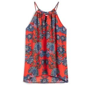 Vibrant, floral keyhole blouse